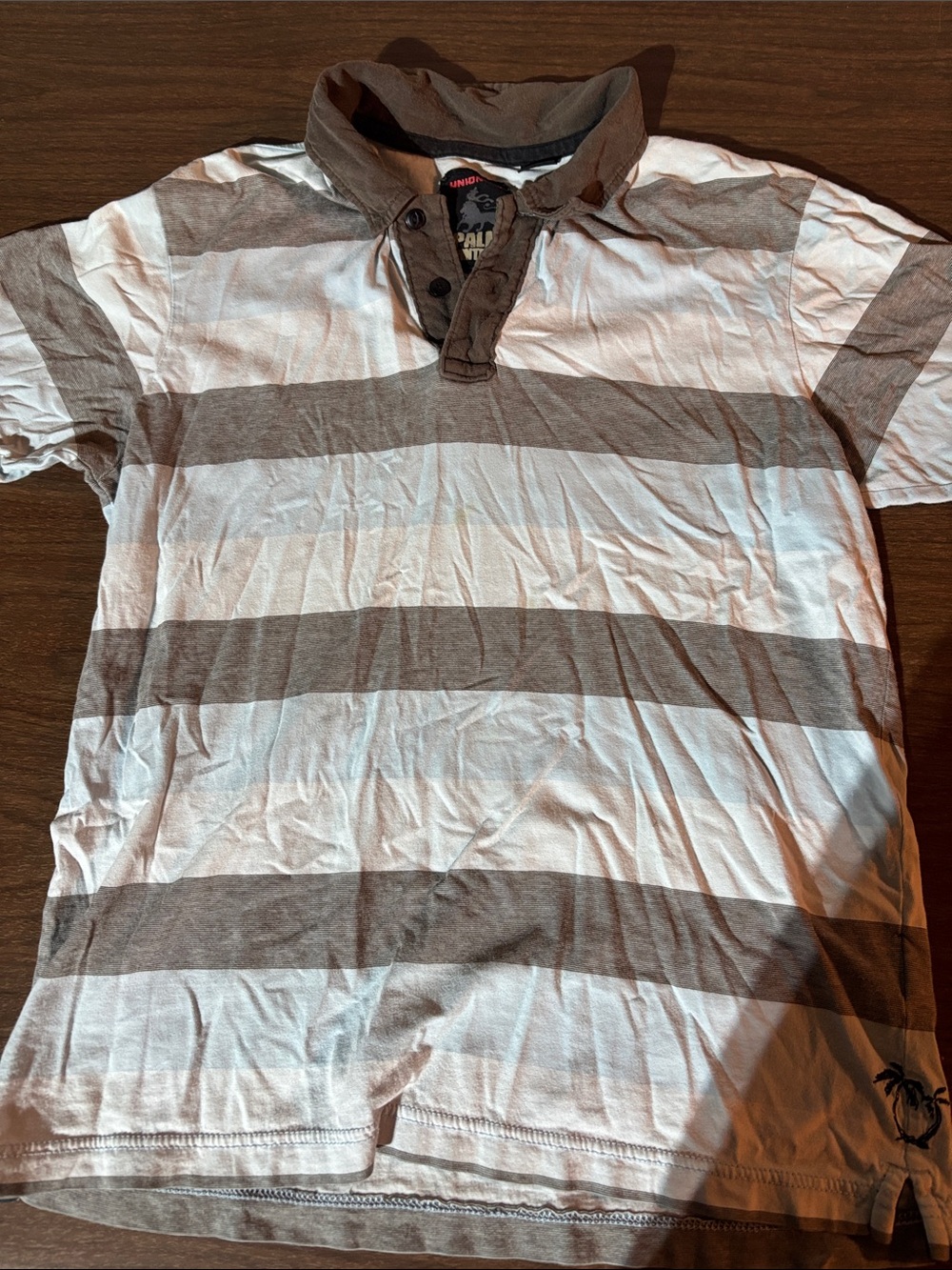 UNIONBAY Brown and White Striped Polo Shirt